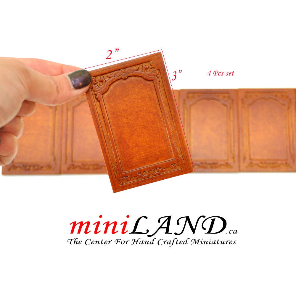 Carved wooden wainscoting panels 4pcs DIY unfinished for 1:12 dollhouse miniatures Handcrafted V007