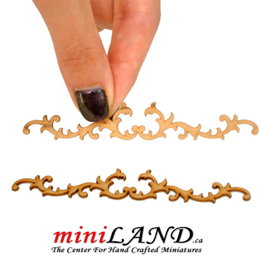 Wood Carved medium flowers Onlay Applique Unpainted 2pc unfinished for 1:12 dollhouse miniatures Handcrafted V010