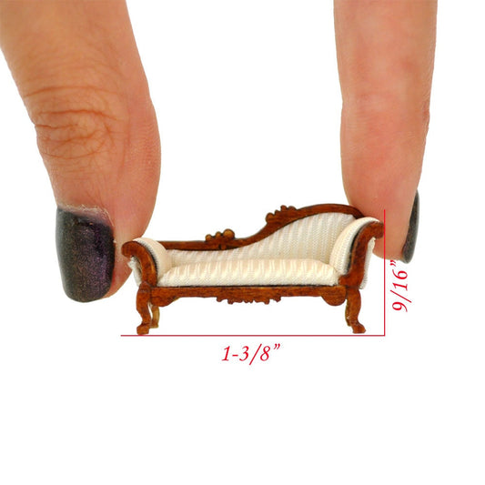 1:48 1/4" quarter scale chaise lounge sofa WHITE Top quality walnut for dollhouse miniature Q2777WN-C