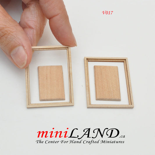 Wood Carved frame panel door Onlay Applique Unpainted 2pc unfinished for 1:12 dollhouse miniatures Handcrafted V017