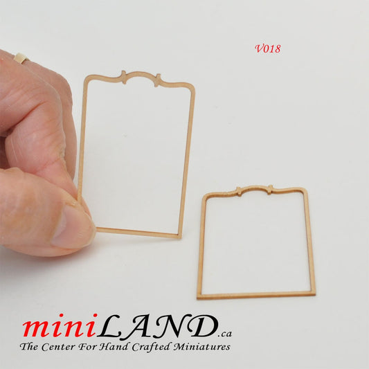 Wood Carved frame panel door Onlay Applique Unpainted 2pc unfinished for 1:12 dollhouse miniatures Handcrafted V018
