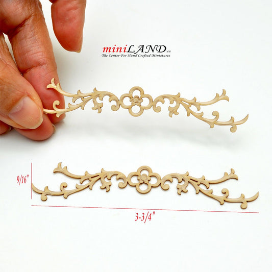 Wood Carved medium flowers Onlay Applique Unpainted 2pc unfinished for 1:12 dollhouse miniatures Handcrafted V012