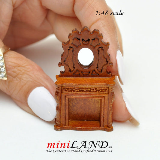 1:48 1/4" quarter scale fireplace with mirror Top quality walnut for dollhouse miniature Q6500