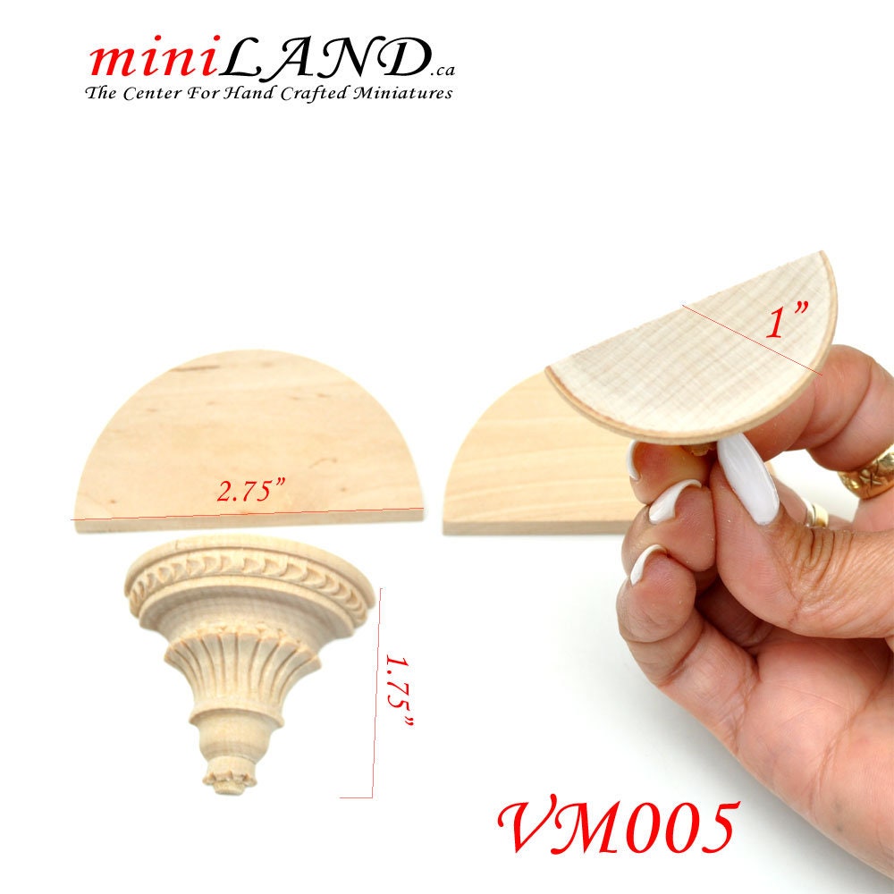 Large Carved wooden corbels brackets with small shelves 2pcs for 1:6 or 1/4 dollhouse miniatures DIY VM005UF for 12"H Doll  wall panel