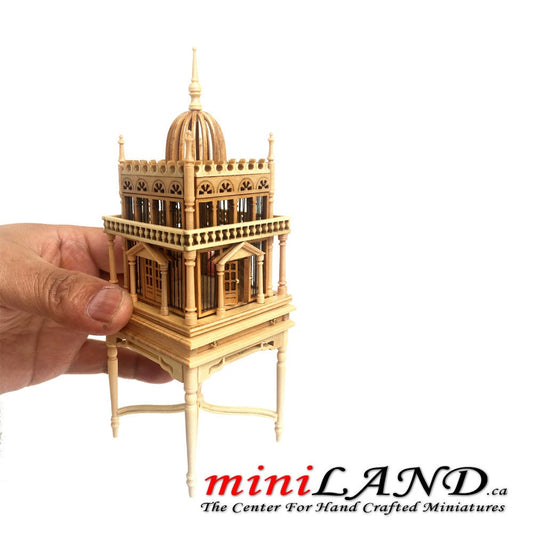 A magnificent wooden colonial bird cage for 1:12 dollhouse miniature OAK birdcage