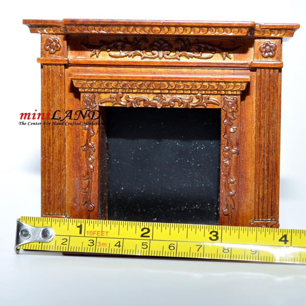 Fine Quality Victorian fireplace for Dollhouse miniature 1:12 White with gold handcrafted mahogany wood Y9512GPB