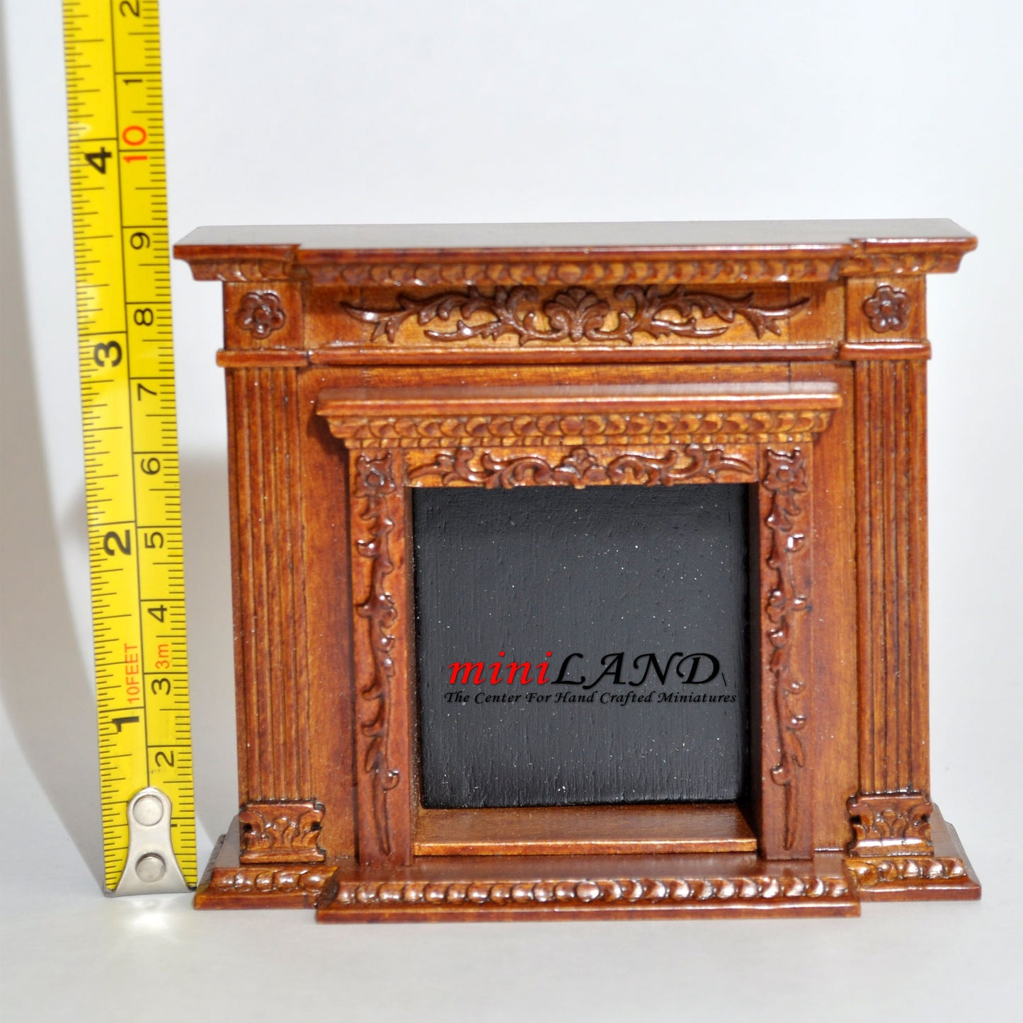 Fine Quality Victorian fireplace for Dollhouse miniature 1:12 White with gold handcrafted mahogany wood Y9512GPB