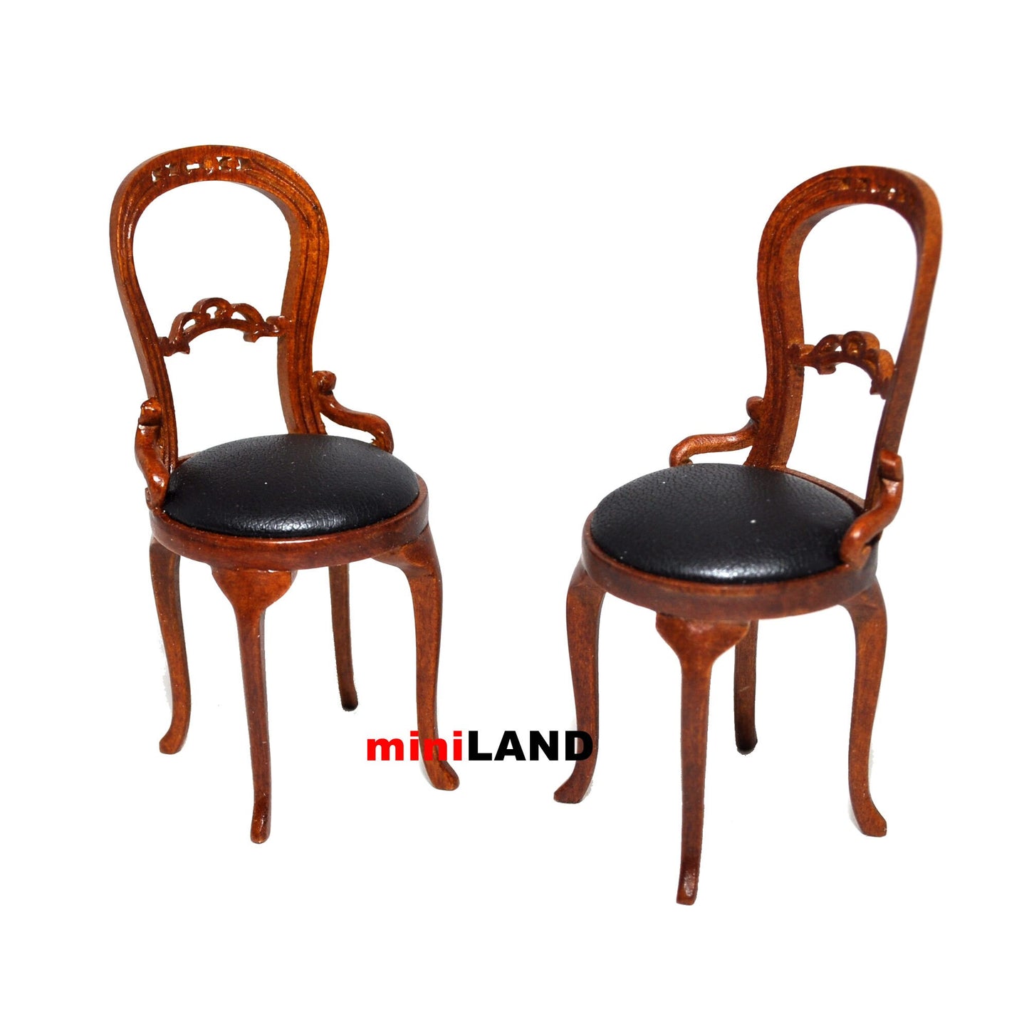 Bistro table and 2 Chairs set Quality coffee shop restaurant dollhouse miniature 1:12 scale Walnut