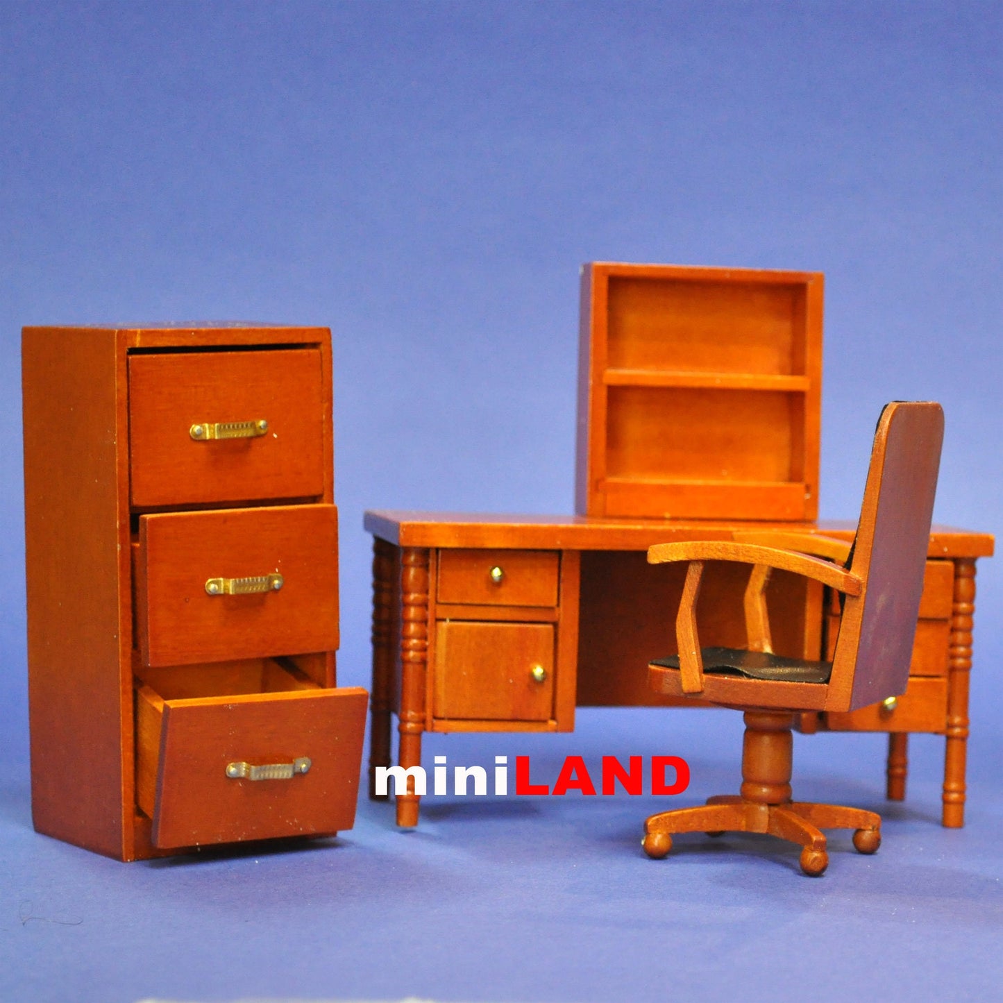Modern Office Room Set 4 Pcs 1:12 scale for dollhouse miniatures WN Desk chair shelves
