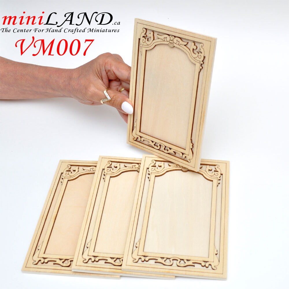 Large Carved wooden wainscoting panels 4pcs for 1:6 or 1/4 dollhouse miniatures DIY UF VM007UF wall panel