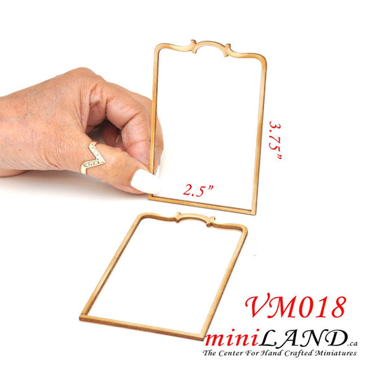 Large Wood Carved frames Onlay Applique Unpainted 2pc for 1:6 1/6 or 1/4 dollhouse miniatures VM018UF wall panel frames