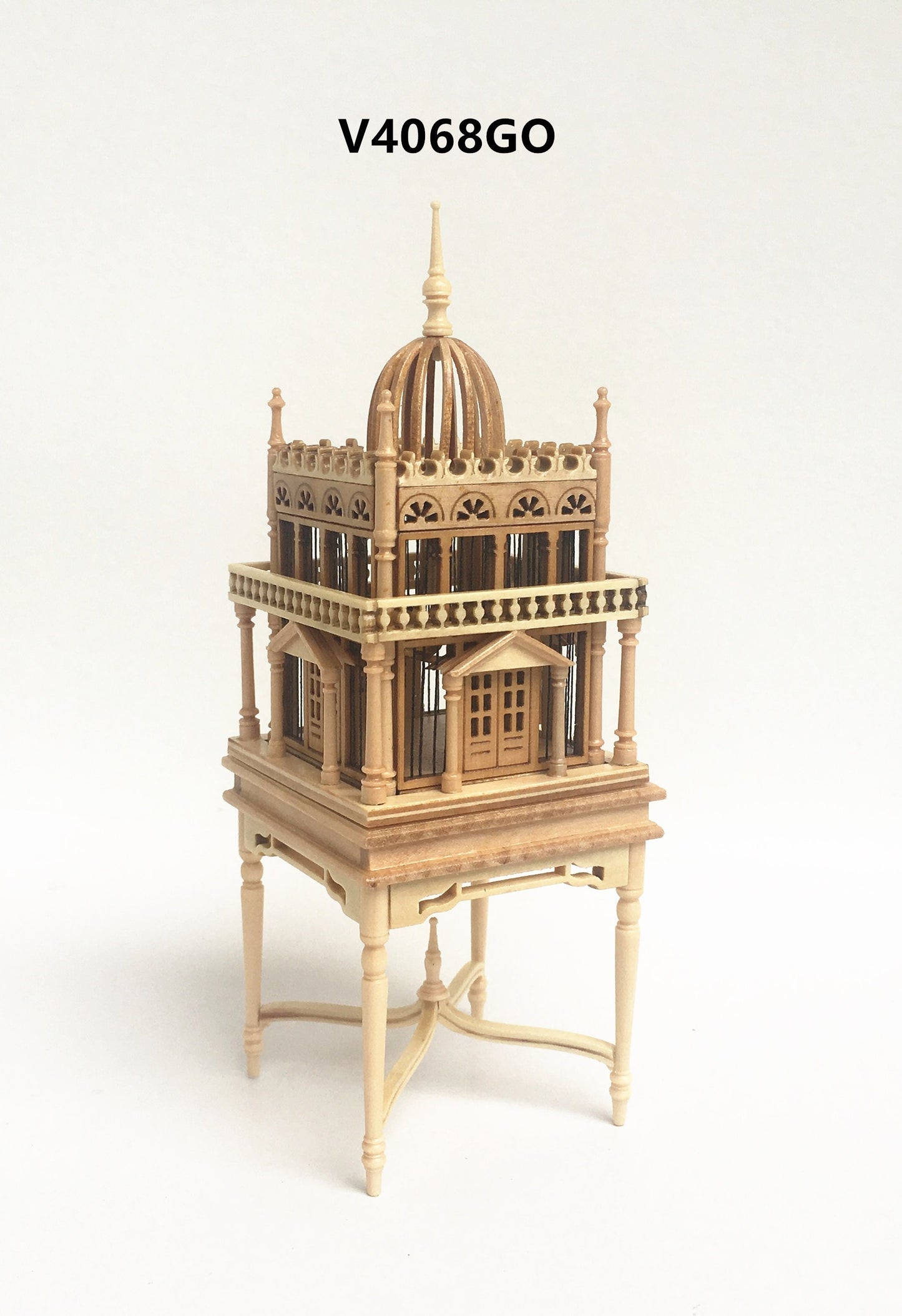 A magnificent wooden colonial bird cage for 1:12 dollhouse miniature OAK birdcage