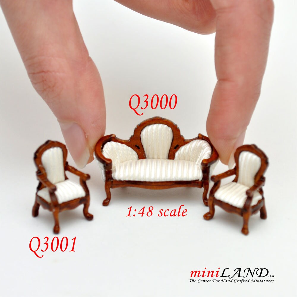 1:48 1/4" quarter scale Victorian Rococo  chair for dollhouse  miniature TOP quality WN-white Q3001
