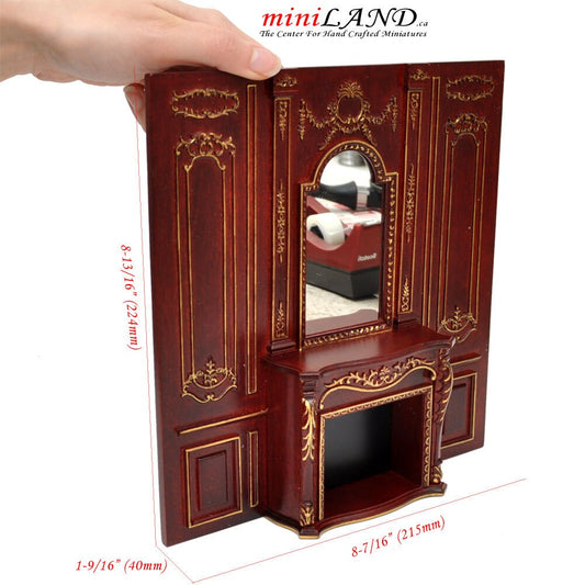 Fireplace panel - Royal Paneling line MH with gold for 1:12 dollhouse miniature wall panel