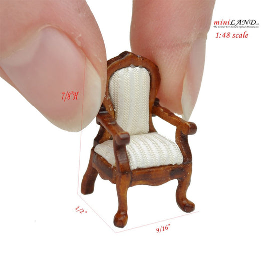 1:48 1/4" quarter scale Victorian Rococo  chair for dollhouse  miniature TOP quality WN-white Q3001
