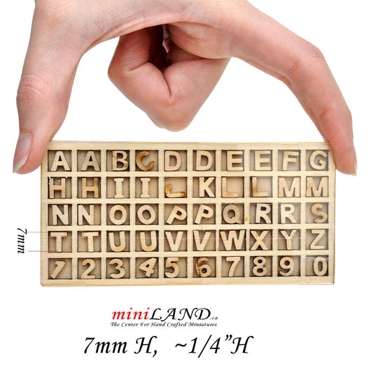 Carved  craft wooden laser cut miniature 50pcs letters and numbers  7mmH (~1/4"H)  DIY  V022/7 Hobby