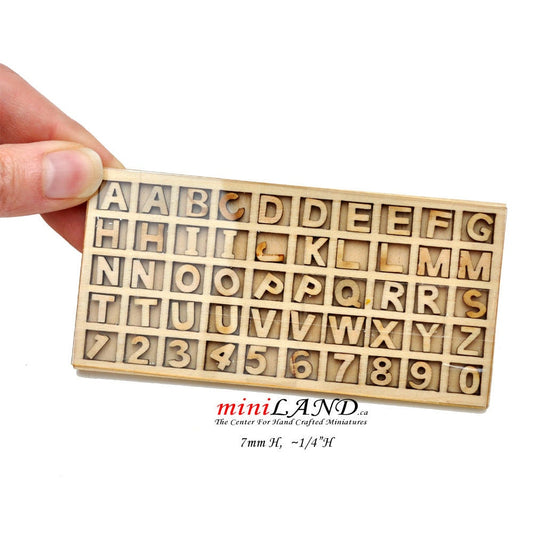 Carved  craft wooden laser cut miniature 50pcs letters and numbers  7mmH (~1/4"H)  DIY  V022/7 Hobby