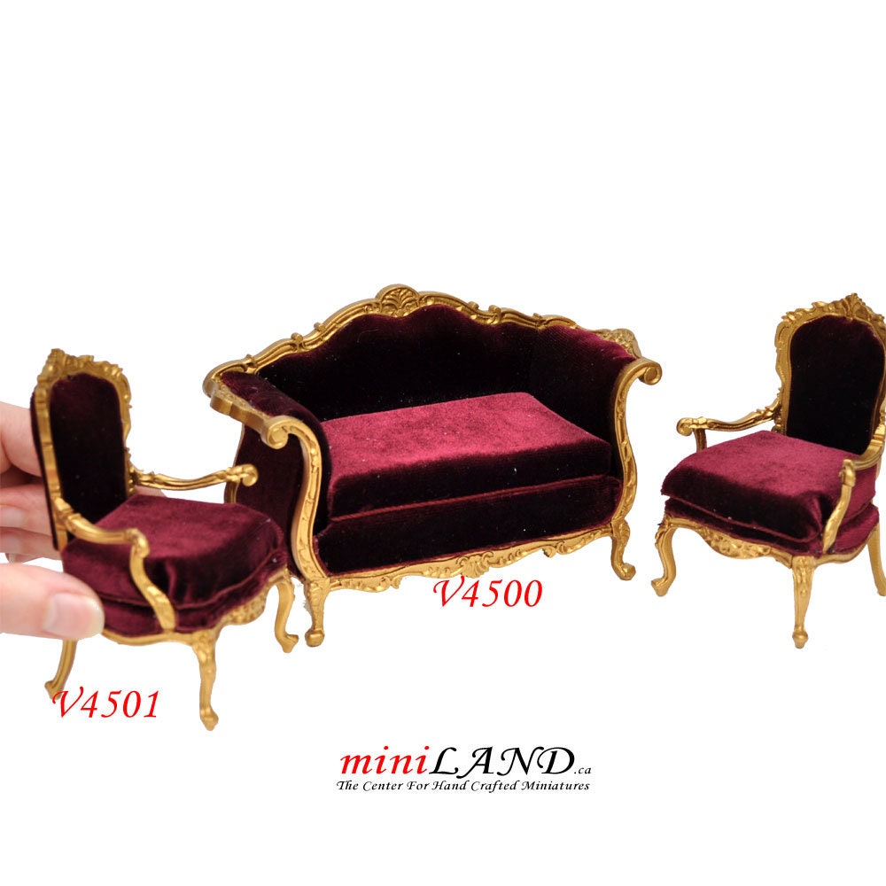 Victorian gold Armchair for dollhouse miniature 1:12 scale living room chair Y4501 VR-G