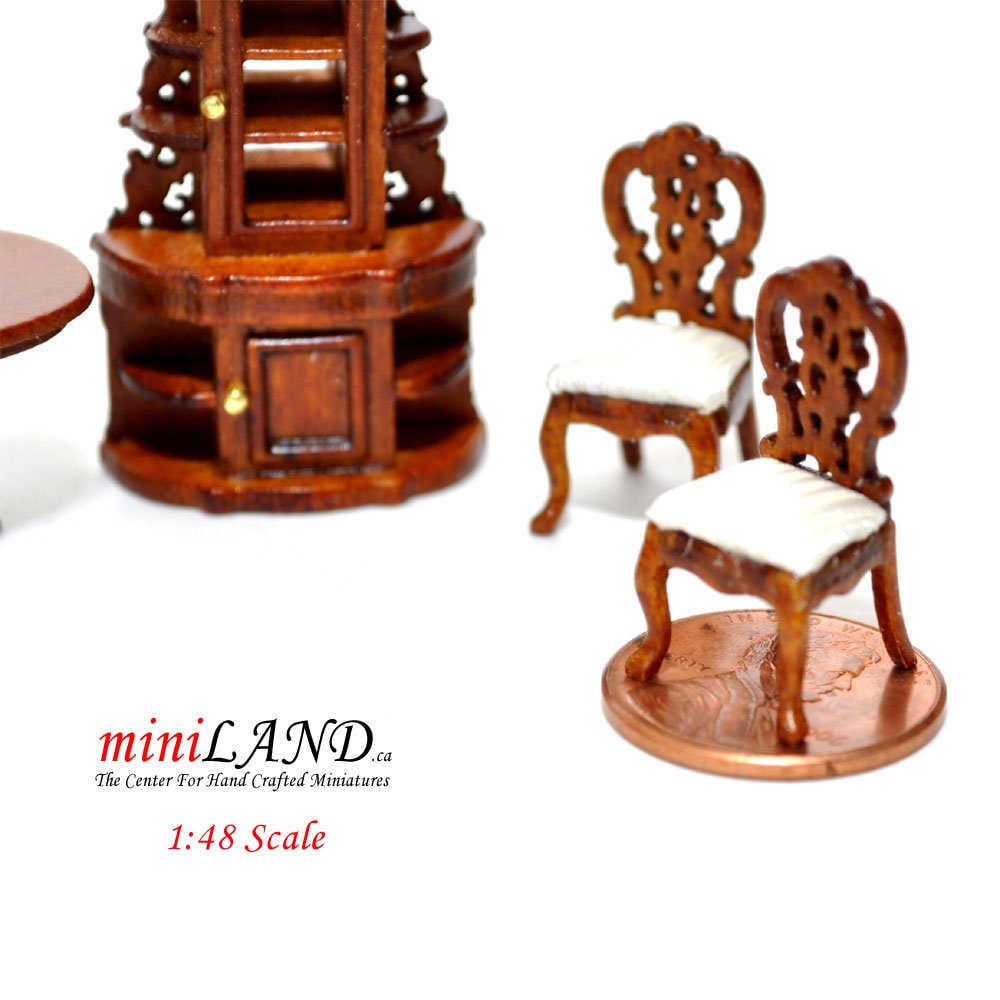 1:48 1/4" quarter scale Victorian dining room set 6pcs Top quality WALNUT white dollhouse miniature Q3220SET-NWN
