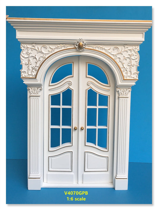 1:6 Scale white Fancy craved Victorian French door for Barbie  Fashion royalty size dollhouse miniature Handcrafted Limited Edition VM4070