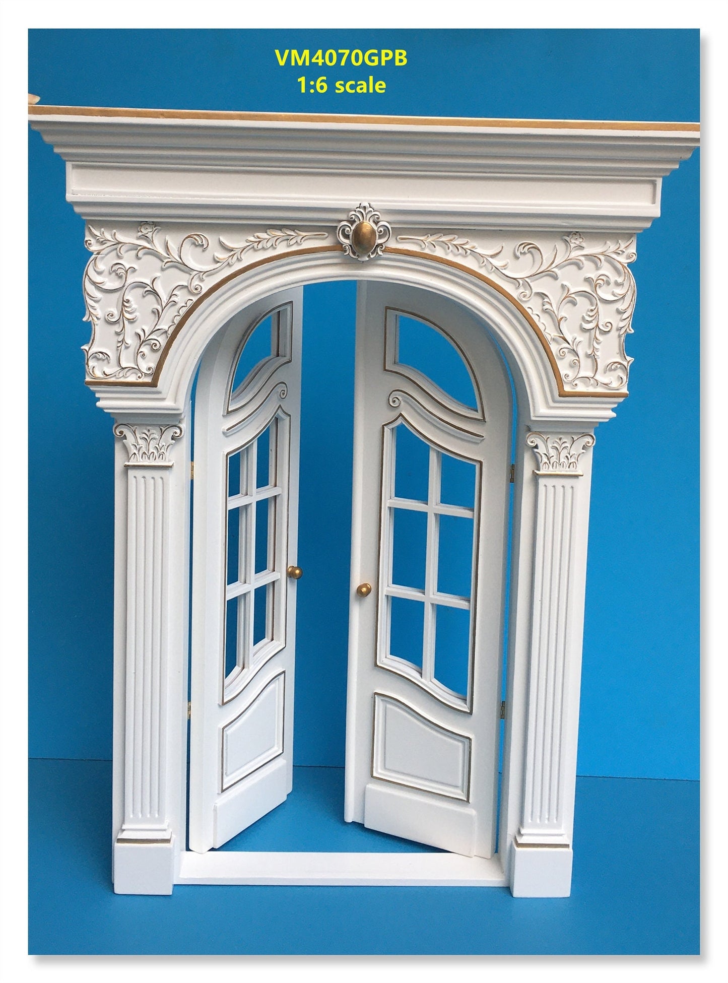 1:6 Scale white Fancy craved Victorian French door for Barbie  Fashion royalty size dollhouse miniature Handcrafted Limited Edition VM4070