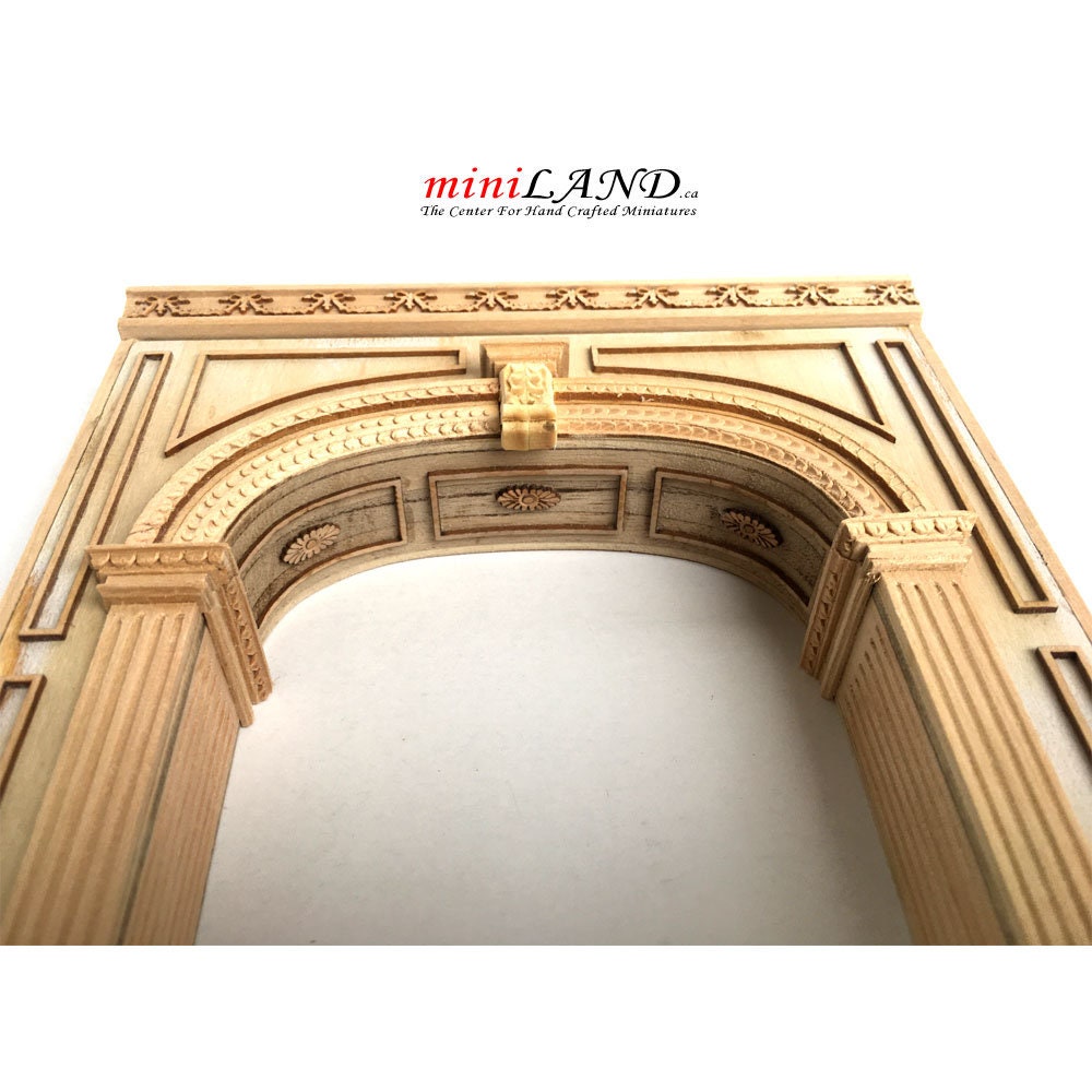 Archway doorway unit Dollhouse miniature furniture Manor wall panel roombox 6.9"W 1:12 Scale unpainted door