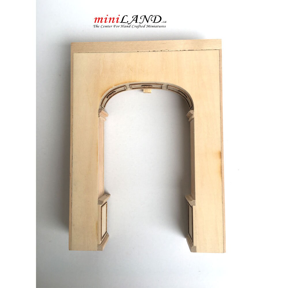 Archway doorway unit Dollhouse miniature furniture Manor wall panel roombox 6.9"W 1:12 Scale unpainted door