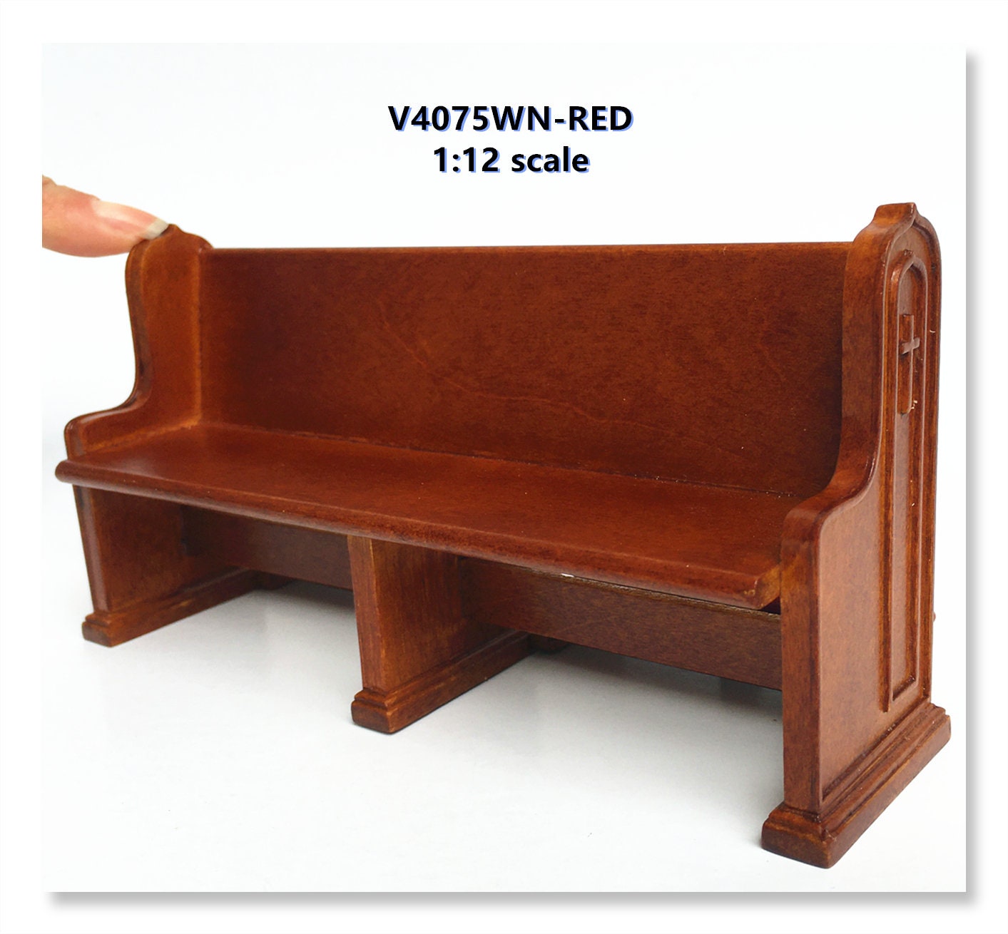 Miniature Church Pew with folding kneeling bench for 1:12 dollhouse handcrafted
