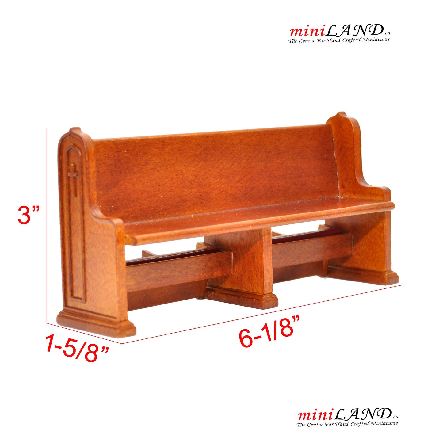 Miniature Church Pew with folding kneeling bench for 1:12 dollhouse handcrafted