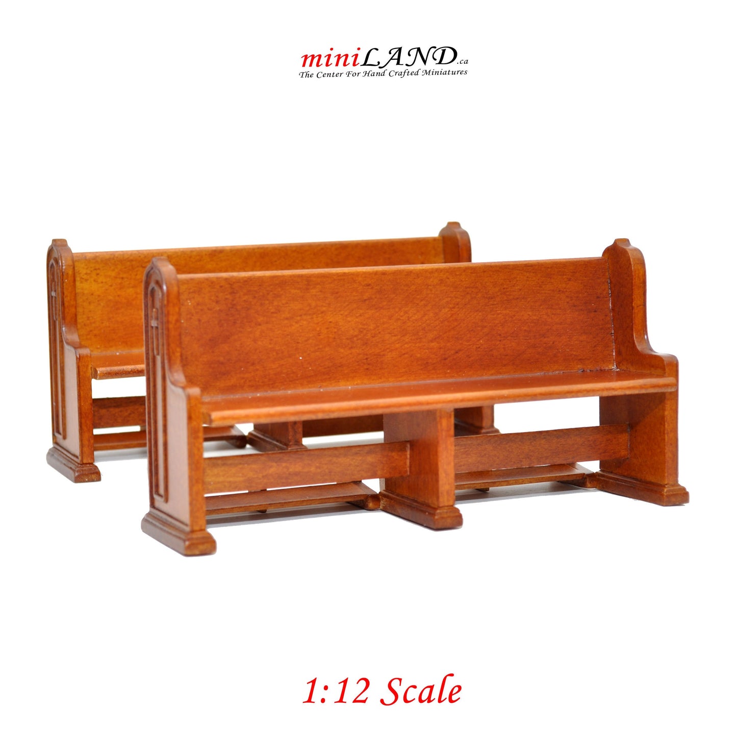 Miniature Church Pew with folding kneeling bench for 1:12 dollhouse handcrafted