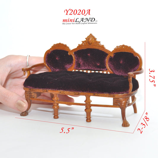 Victorian Rococo period livingroom elegant 3-seat settee sofa love seat for 1:12 dollhouse miniature 2020A