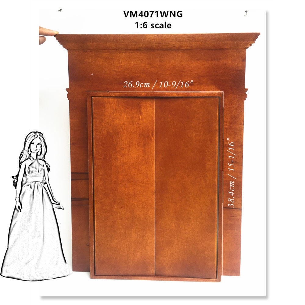 1:6 Scale walnut Fancy craved Victorian Double door for  Fashion dolls size dollhouse miniature Handcrafted Limited Edition