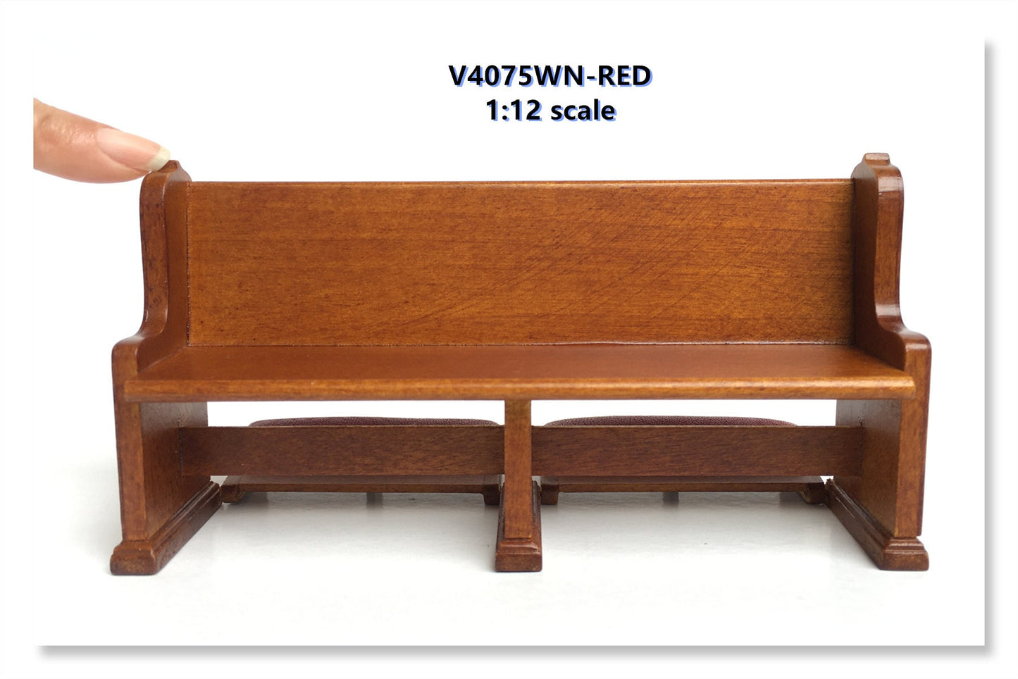 Miniature Church Pew with folding kneeling bench for 1:12 dollhouse handcrafted