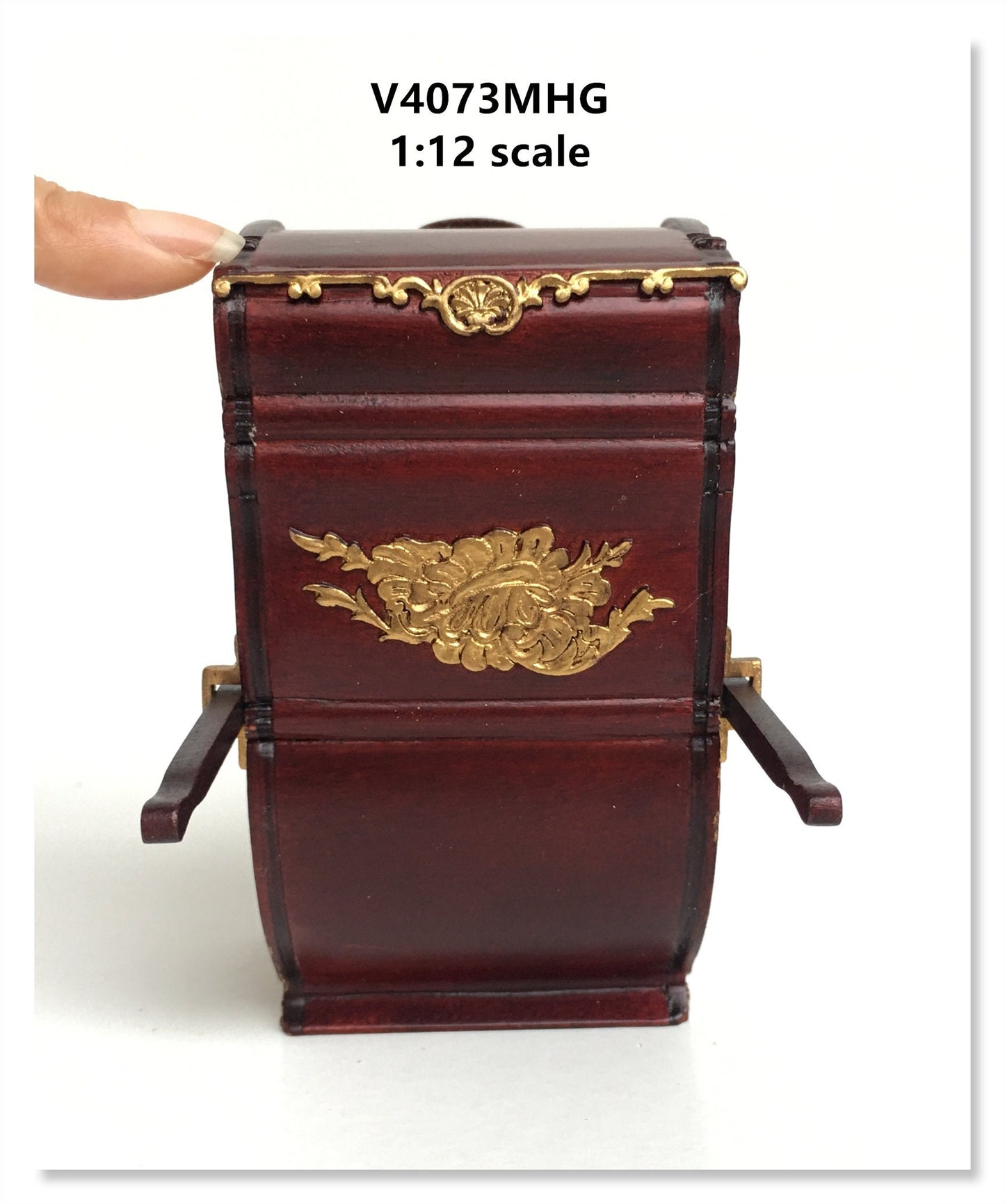 Mini Handcrafted Italian Sedan Chair (Litter) 19th Century style for 1:12 dollhouse miniatures Mahogany color