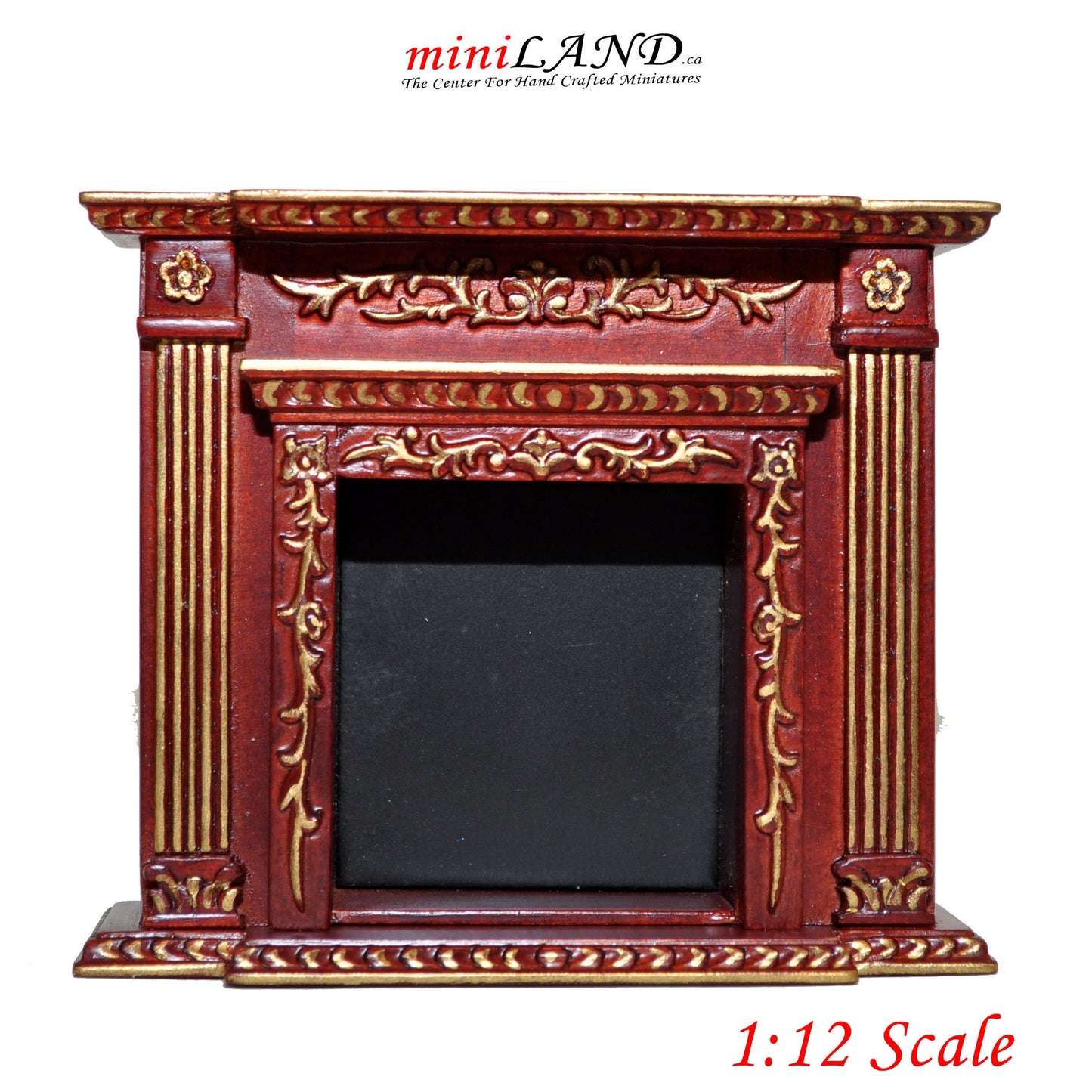 Fine Quality Victorian fireplace for Dollhouse miniature 1:12 Mahogany color/ gold  handcrafted wood Y9512MHG