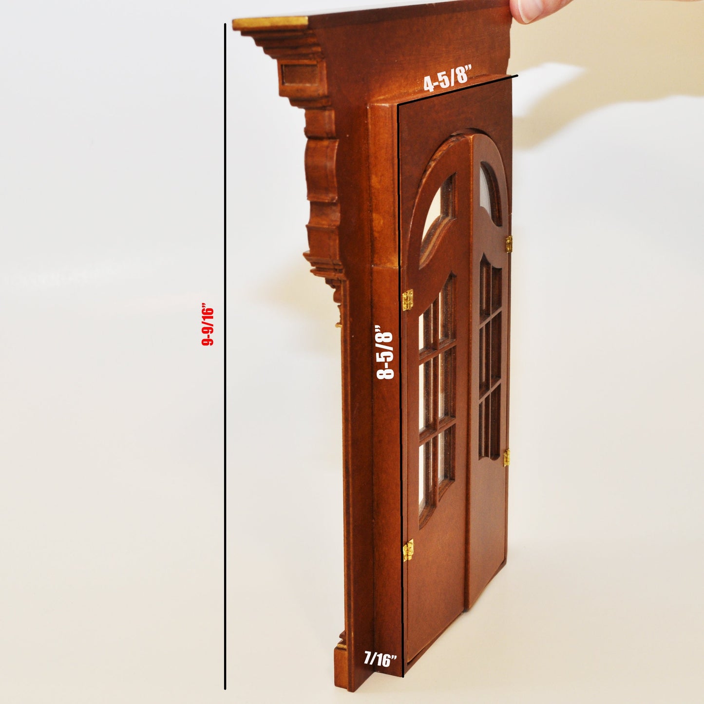 Fancy Victorian Handcrafted wooden Elegant French door Handmade Excellent quality for 1:12 dollhouse miniature walnut with gold impression