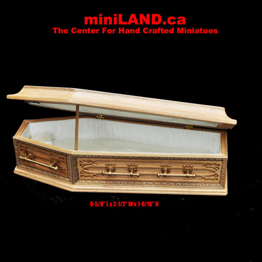 Coffin OAK wood top Dollhouse miniature 1:12 scale funeral casket
