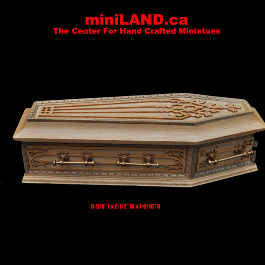 Coffin OAK wood top Dollhouse miniature 1:12 scale funeral casket