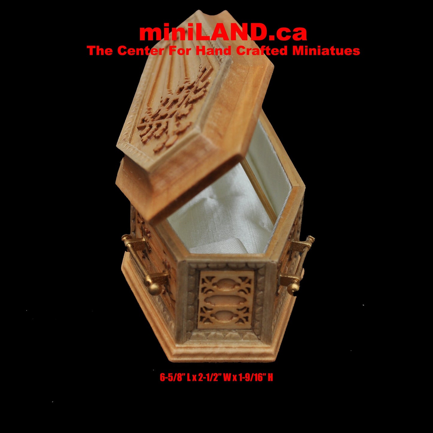 Coffin OAK wood top Dollhouse miniature 1:12 scale funeral casket