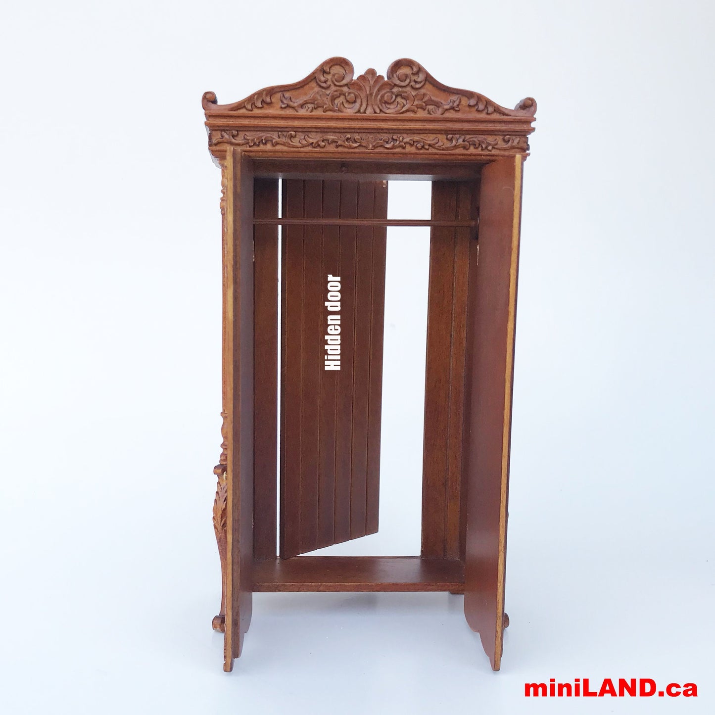 A Hidden Escape Door Wardrobe ARMOIRE Victorian carved cupboard with a hidden escape door handcrafted for 1:12 dollhouse miniatures V4074