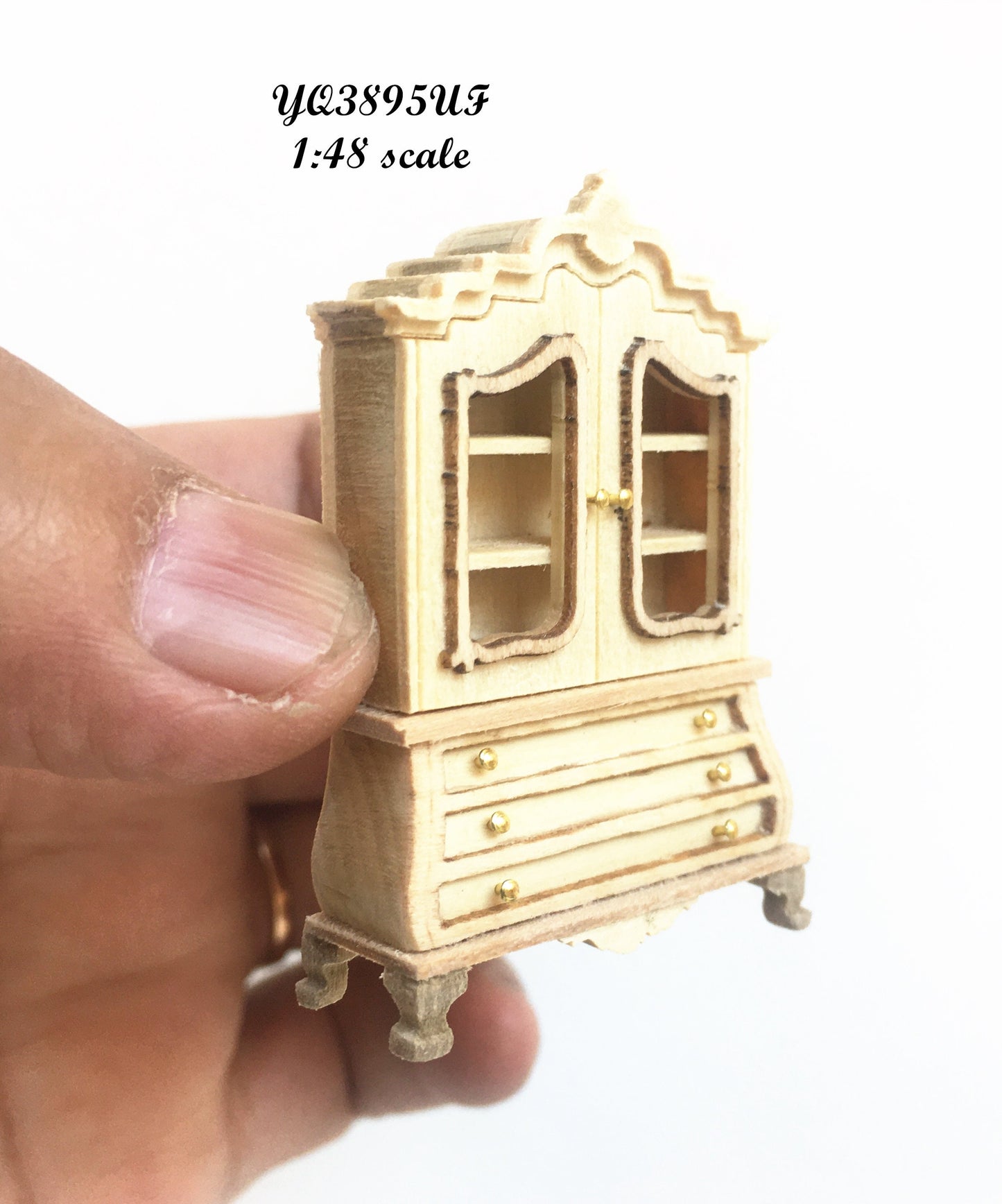 1:48 1/4 quarter scale wooden Walnut Baby dutch ARMOIRE for dollhouse miniature
