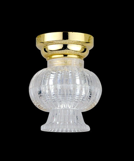 Fancy Shade Ceiling Lamp LED Super bright with On/off switch 1:12 dollhouse miniature 1"w x 1.25"H battery operated