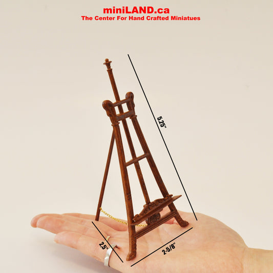 Artist’s Easel picture stand French wooden Walnut paintings stand swan carved adjustable EASEL for 1:12 dollhouse miniature handcrafted