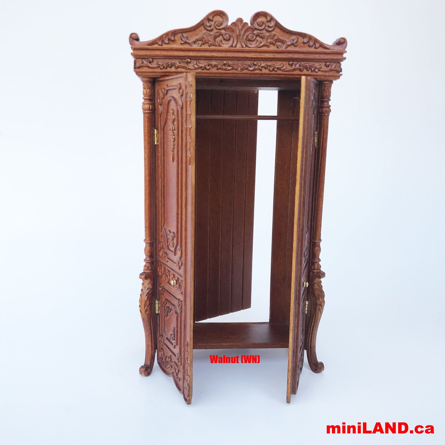 A Hidden Escape Door Wardrobe ARMOIRE Victorian carved cupboard with a hidden escape door handcrafted for 1:12 dollhouse miniatures V4074