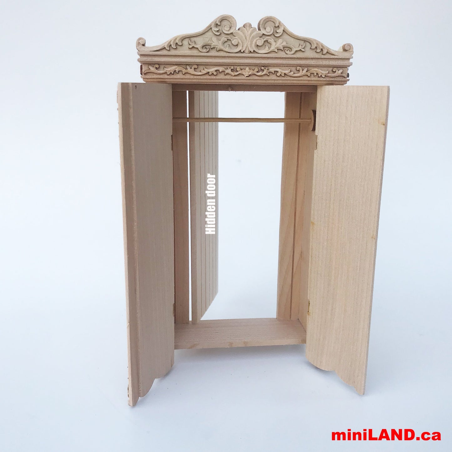 A hidden escape door Wardrobe ARMOIRE Victorian carved cupboard with a hidden escape door  handcrafted for 1:12 dollhouse miniatures. V4074