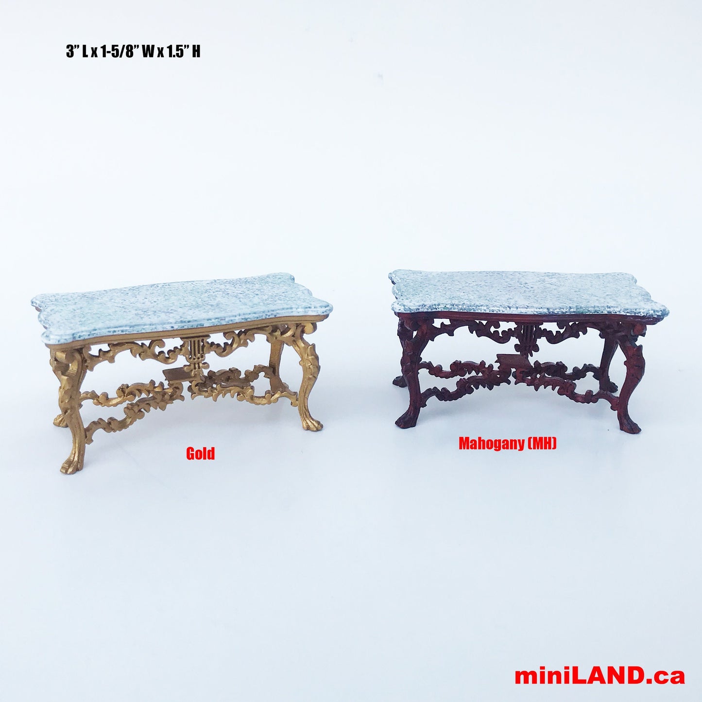 Exquisite carved coffee table Victorian Mahogany color and marble for 1:12 dollhouse miniature
