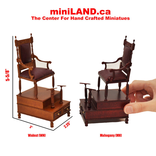 Shoeblack Chair Quality unit for Dollhouse miniature 1:12 Bootblack Shoe polisher WALNUT