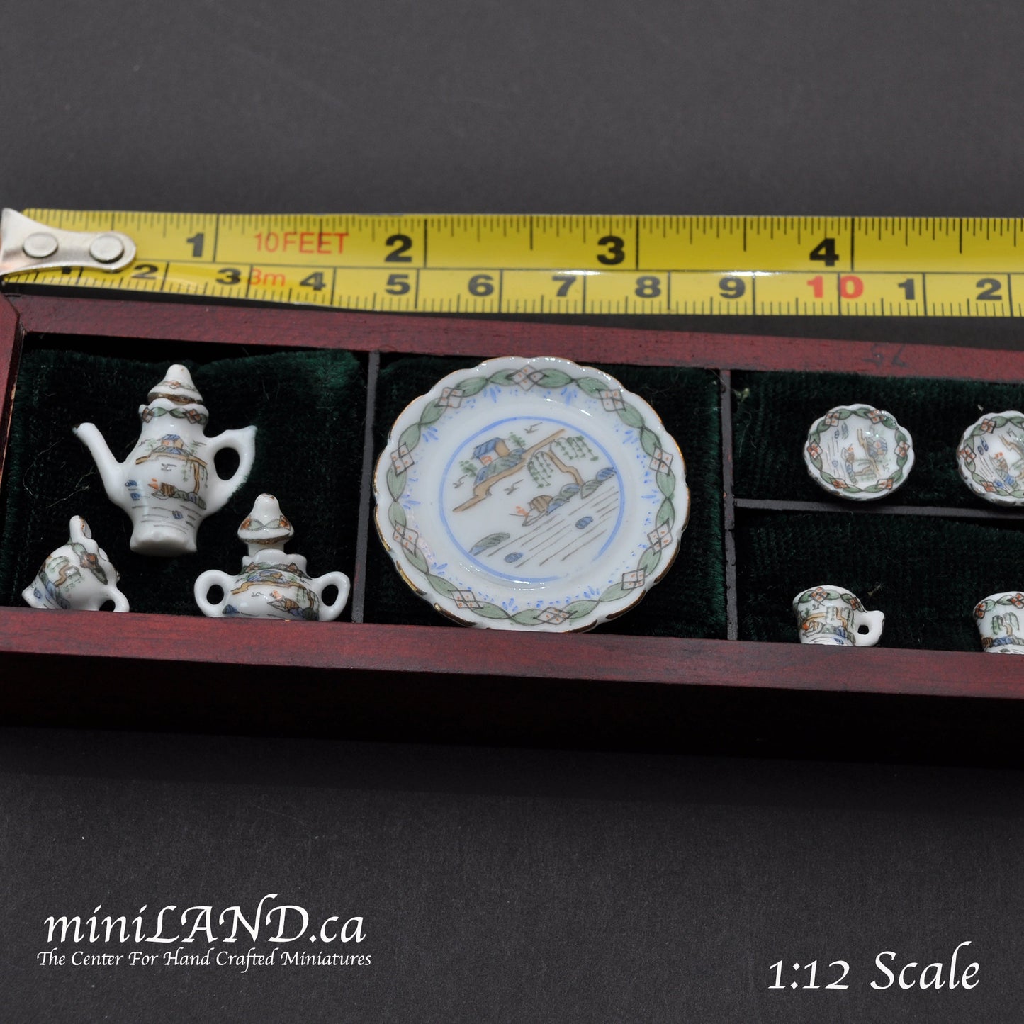 Dollhouse miniature Egg Shell Porcelain 8 piece Coffee Set hand painted 1:12 scale