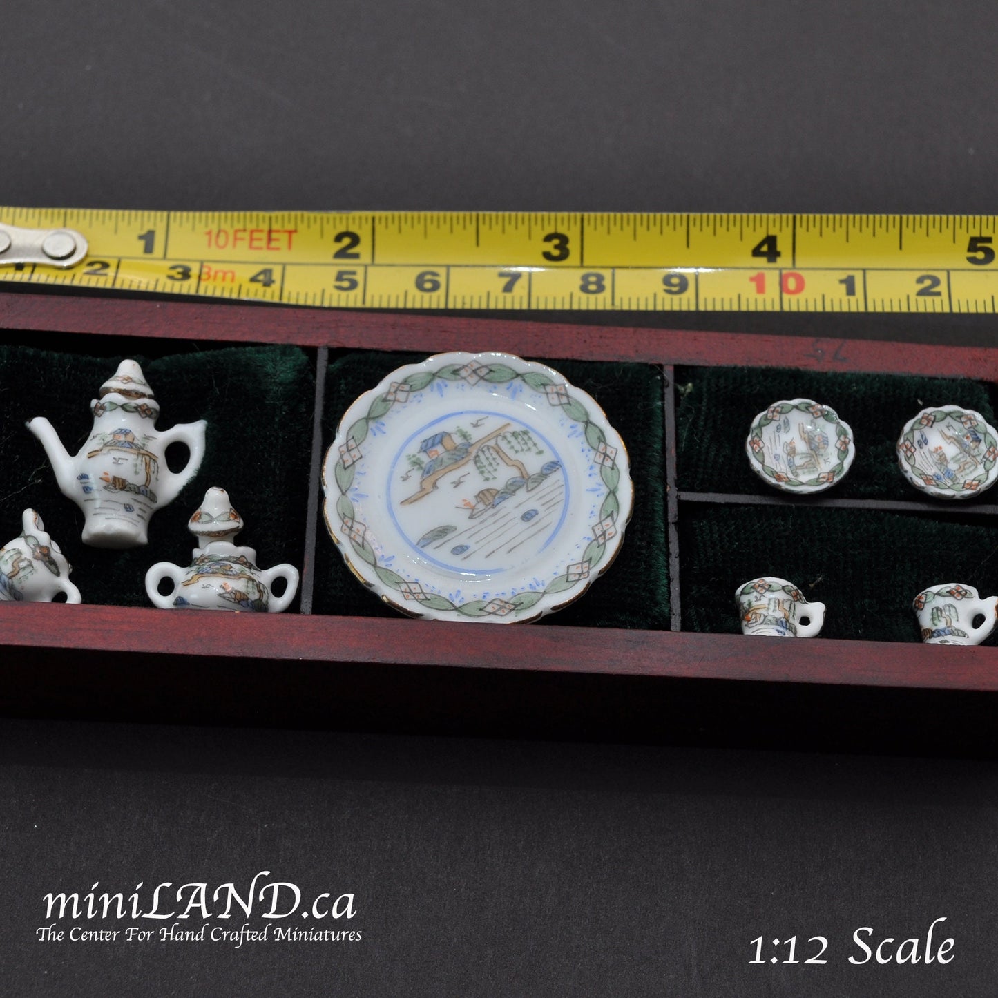 Dollhouse miniature Egg Shell Porcelain 8 piece Coffee Set hand painted 1:12 scale