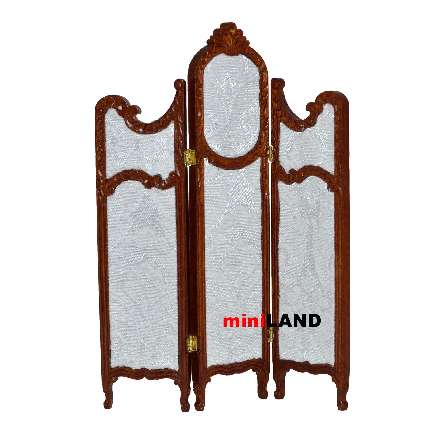 Adjustable Panelled Screen divider partition wall elegant  for 1:12 bedroom dollhouse miniature wood WN with white fabric
